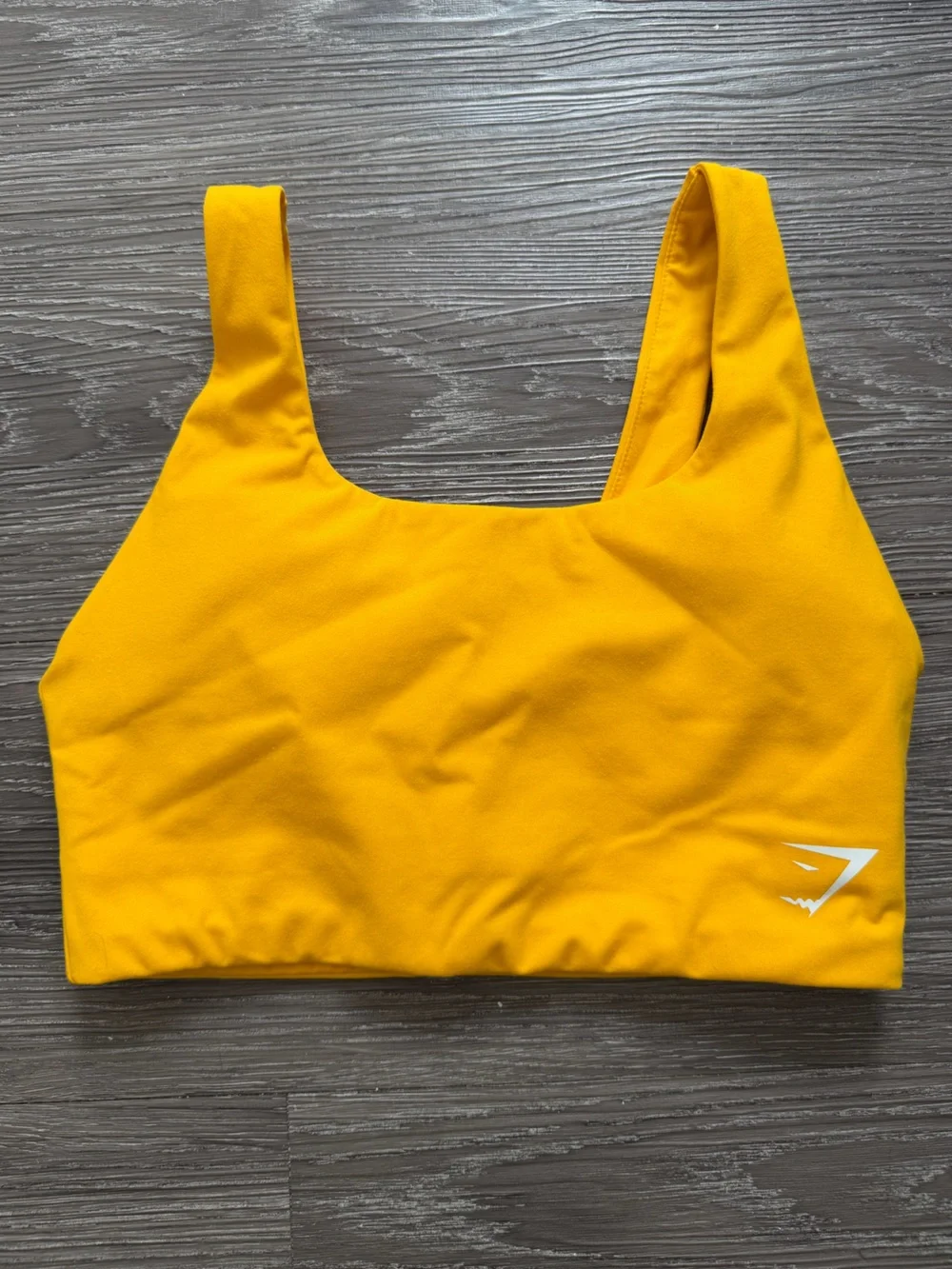 Gymshark Yellow Scoop-Style Sports Bra with Logo